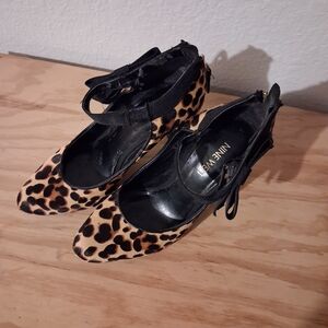 Nine West Black and Brown Leopard Heels